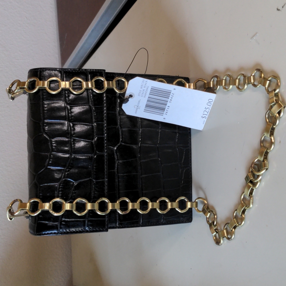 Anne Klein 2 black faux croc hand bag